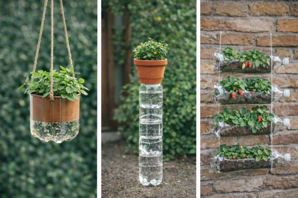 Como construir un soporte para plantas con botellas PET