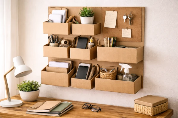 Como construir un organizador de pared con cajas usadas