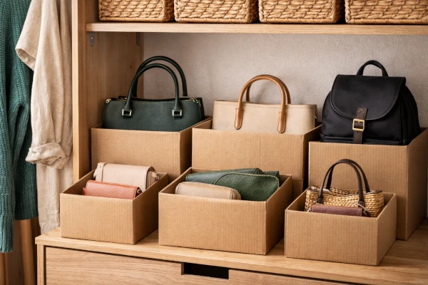 Como organizar bolsos dentro del armario con cajas recicladas