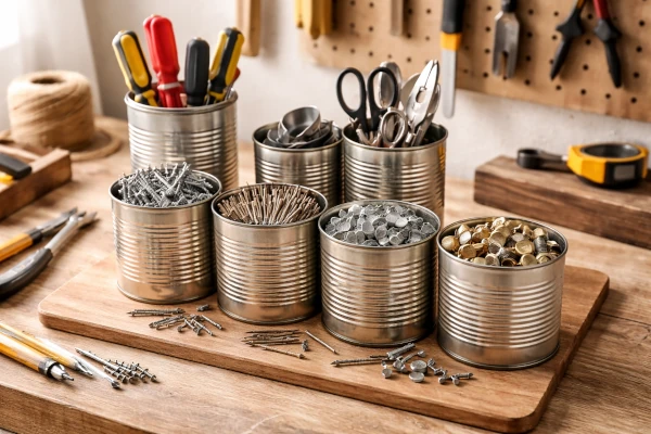 Como organizar herramientas pequenas usando latas