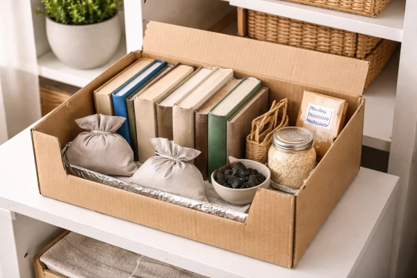 Como proteger libros de la humedad usando cajas recicladas