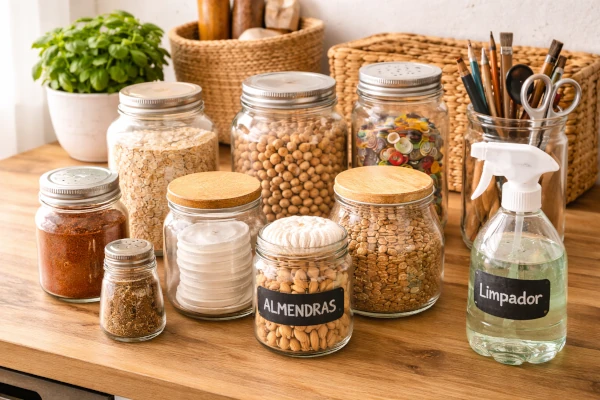 Como transformar frascos en recipientes utiles