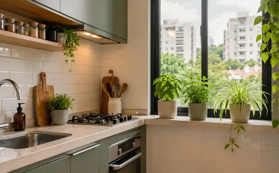 ideias simples para decorar cozinhas com plantas