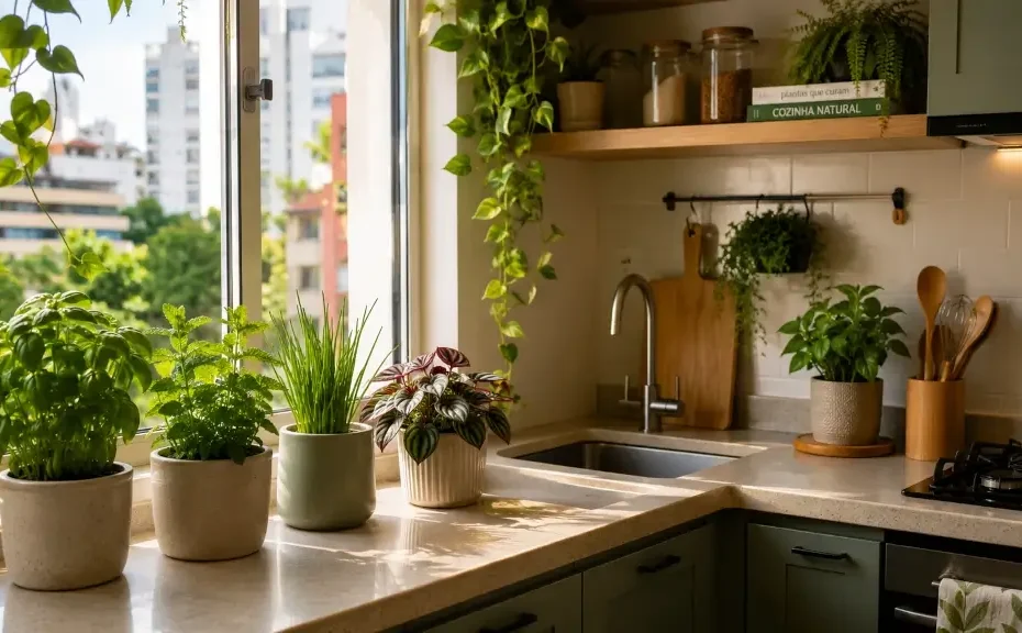 plantas que combinam com cozinhas pequenas